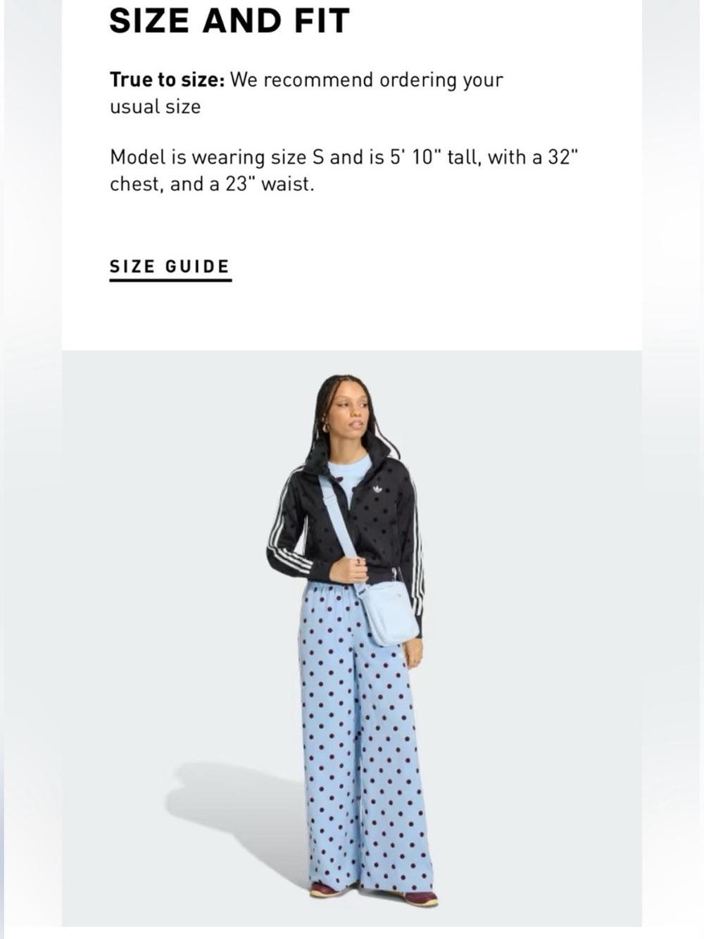 NWT Adidas Satin Polka Dots Wide Leg Pants in Clear Sky Size Small - Picture 9 of 16